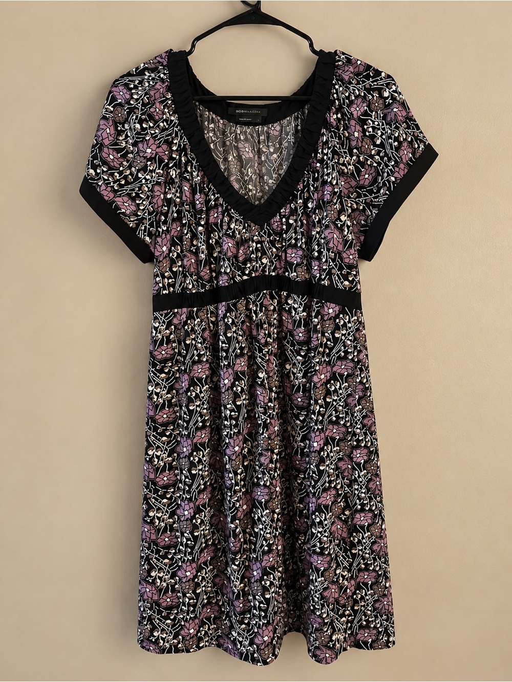 BCBGMaxAzria Black Dress with Purple Floral Print